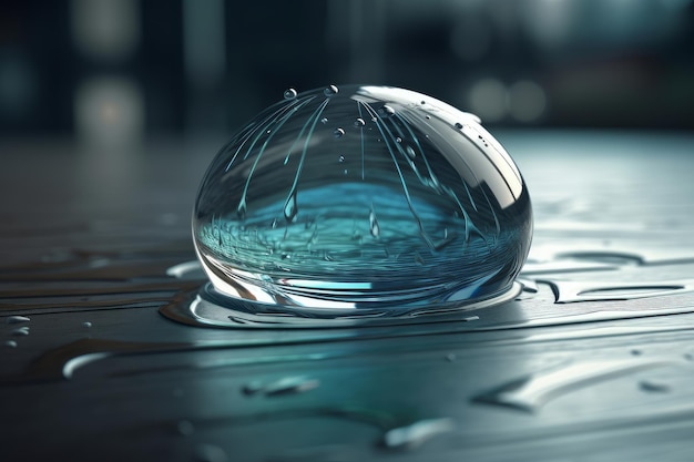 A water drop on a wet surface