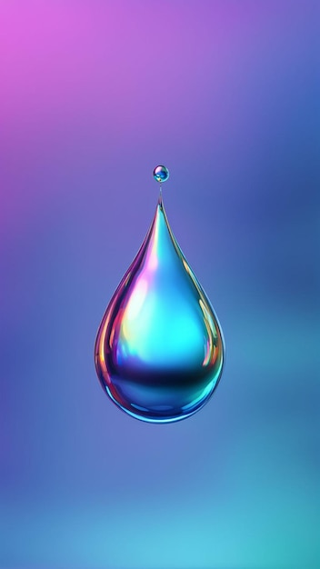 a water drop with a blue background and a water droplet