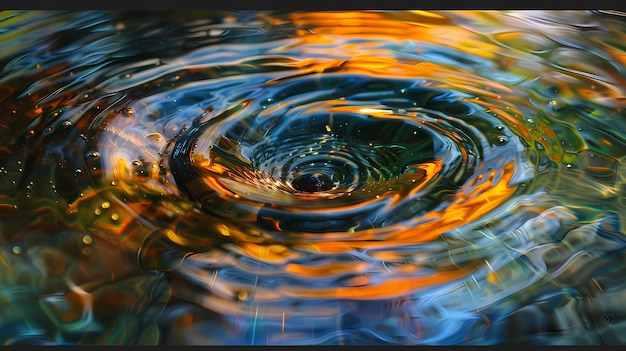 a water drop with the colors of the water