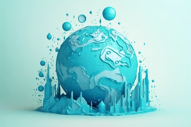 Water drop with earth World Water Day AI Generative