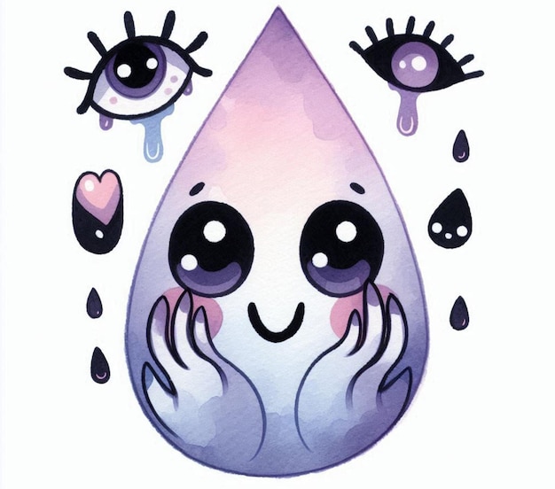 a water drop with eyes and eyes that have the same expression