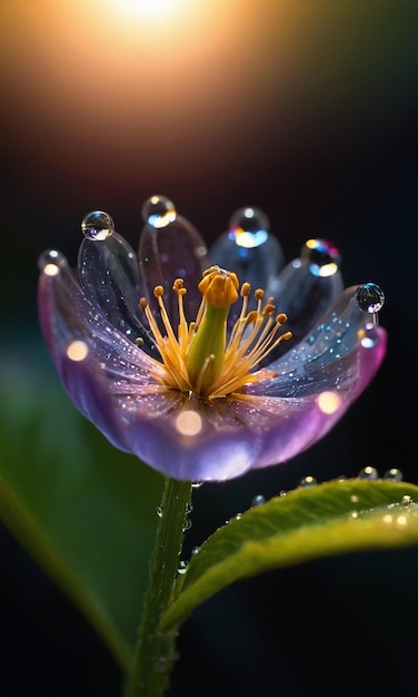 a water drop with a flower inside of it