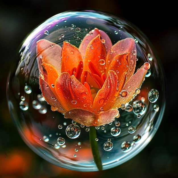 a water drop with flower on it