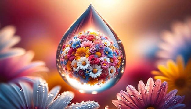 a water drop with flowers and the word flower on it