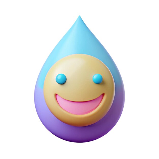 a water drop with a purple and blue top that sayssmile