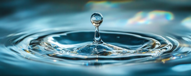 Photo water droplet creating ripples closeup photography nature and tranquility concept