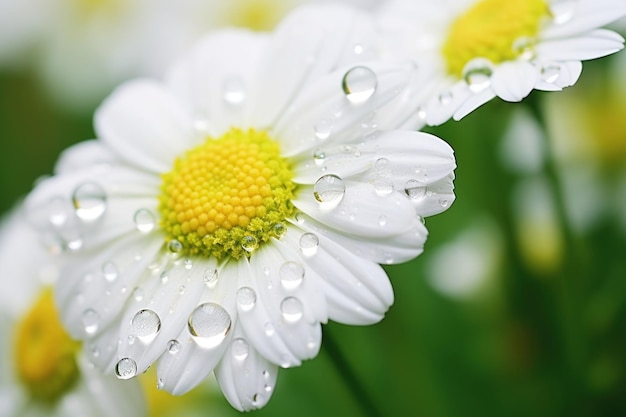 Photo water droplet on feverfew flower nature outdoors