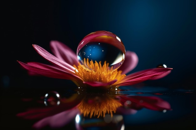 A water droplet on a flower