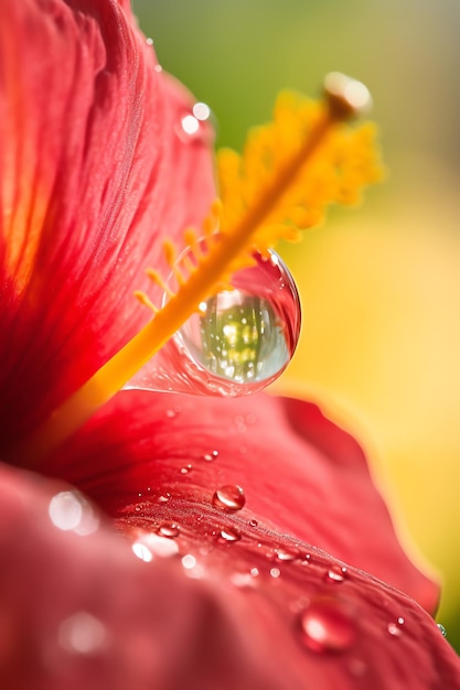 A water droplet on a flower