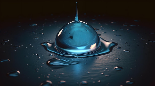 A water droplet is shown on a black surface.