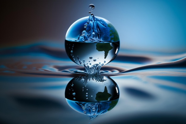 A water droplet is suspended from a water droplet.