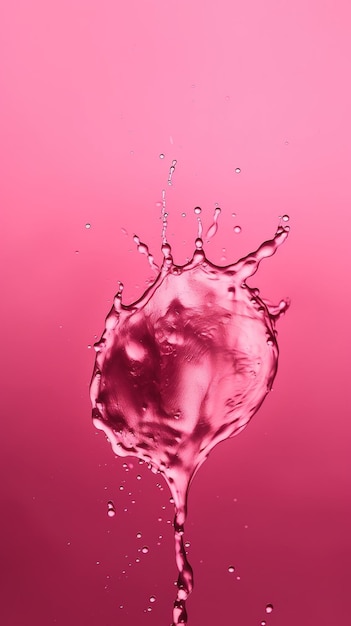 A water droplet in a pink background