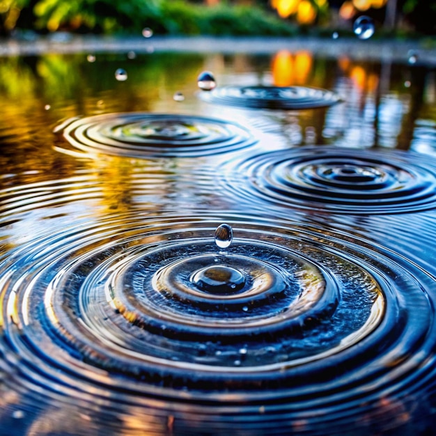 a water droplet with drops of water in the middle of it