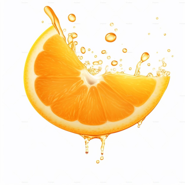 a water droplet with orange juice and splashes