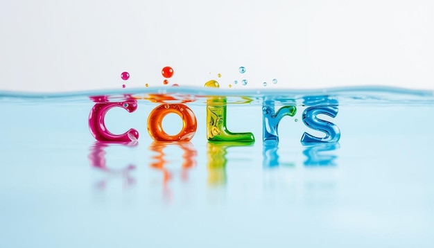 Photo a water droplet with the word colors written in colorful letters