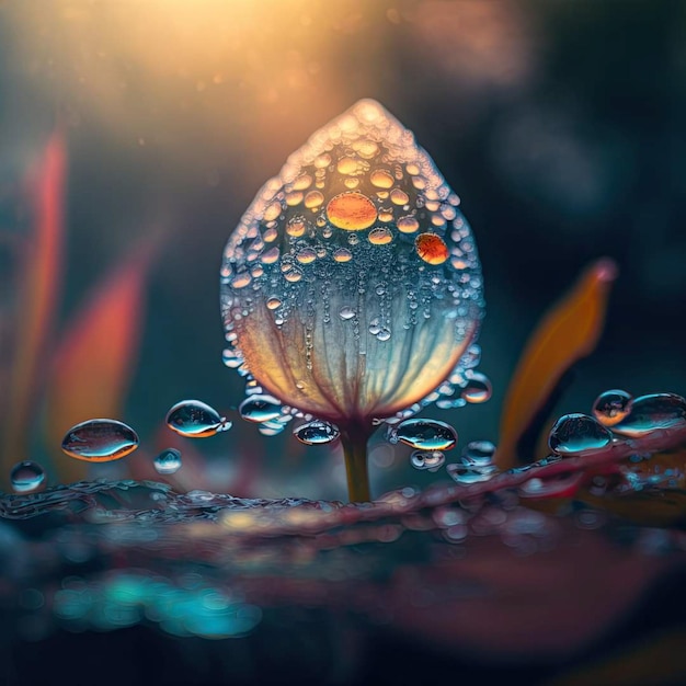 A water droplet with the word rain on it