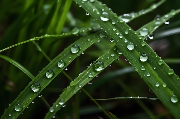 Water droplets on a blade of grass