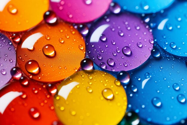 Photo water droplets on colorful circles high resolution