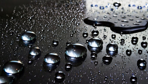 Water Droplets on Glossy Black