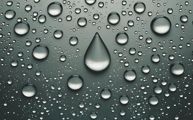 Water droplets on a gray background generated by AI