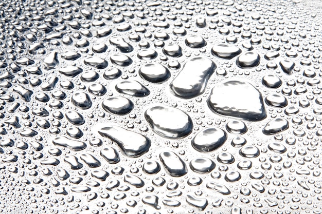 Water droplets on metal a beautiful unusual texture