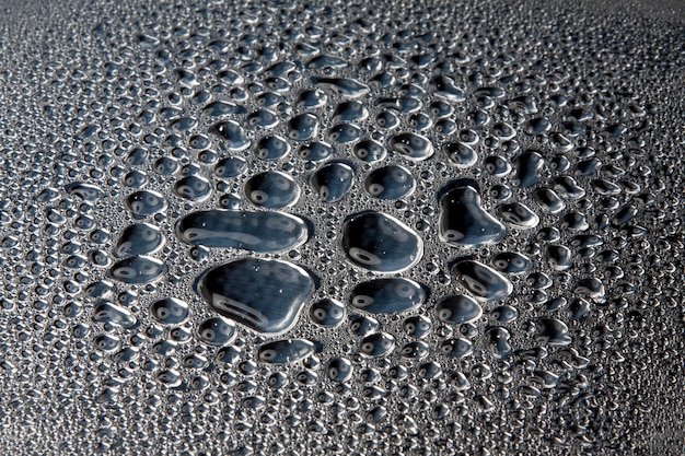 Water droplets on metal a beautiful unusual texture