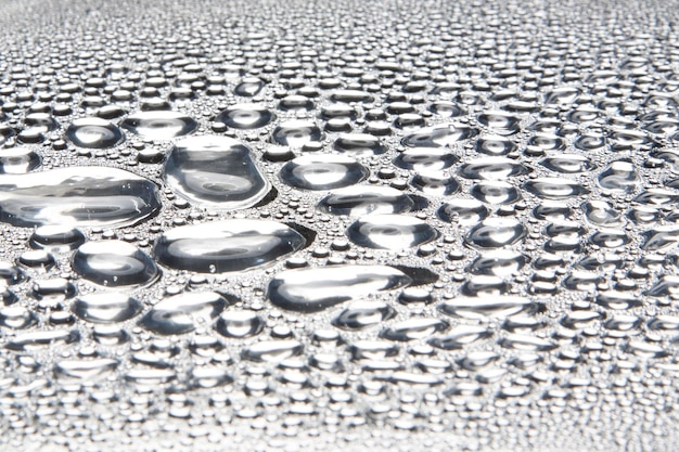 Water droplets on metal a beautiful unusual texture