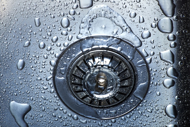 Water and droplets in sink