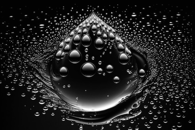 Water drops on black background Generative AI