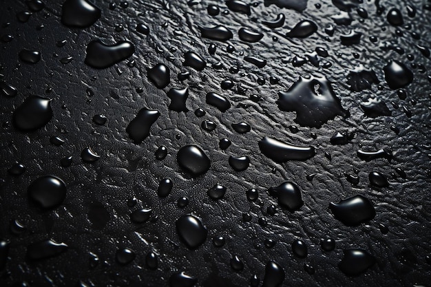 Water drops on black metal surface Abstract background and texture for design