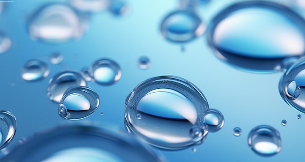 Water drops on a blue background 3d rendering 3d illustration