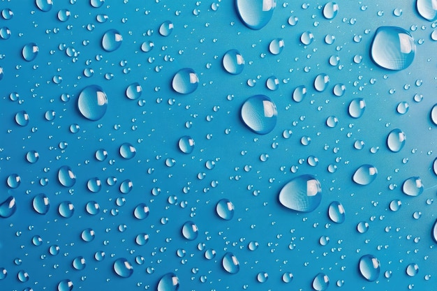 Photo water drops on a blue background with water drops