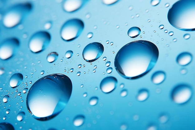 water drops on a blue surface