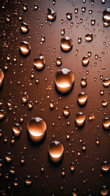 Water drops on a brown surface