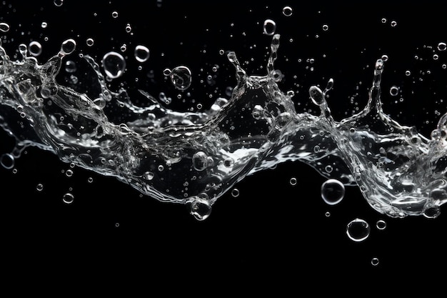 water drops fall isolated in black background and copy space