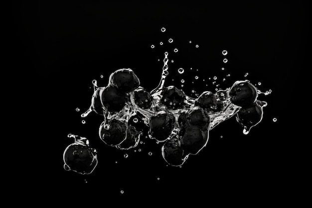 water drops fall isolated in black background and copy space