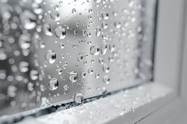 Water drops on glass background white color high resolution photography