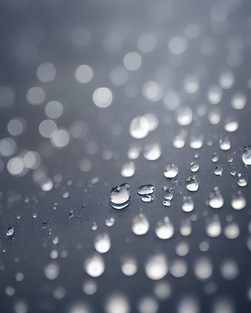 Water Drops on Grey Background