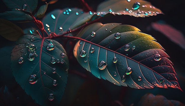 Water drops on a leaf Generative AI