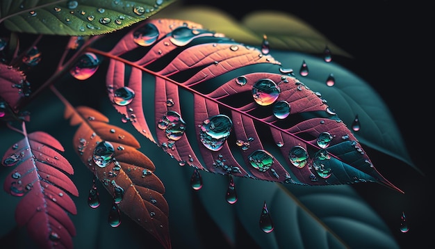 Water drops on a leaf Generative AI