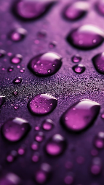 Photo water drops on a purple surface with purple drops