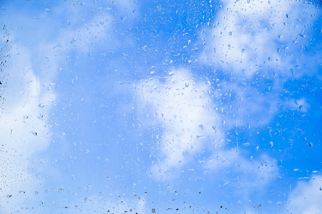 Water drops on sky background