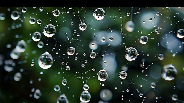 Photo water drops on a spiderweb