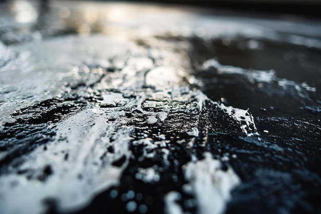 Water drops on a wet black surface Shallow DOF