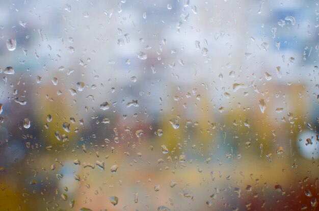 Water drops on window glass