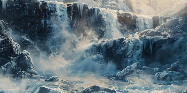 Photo water falling over a waterfall