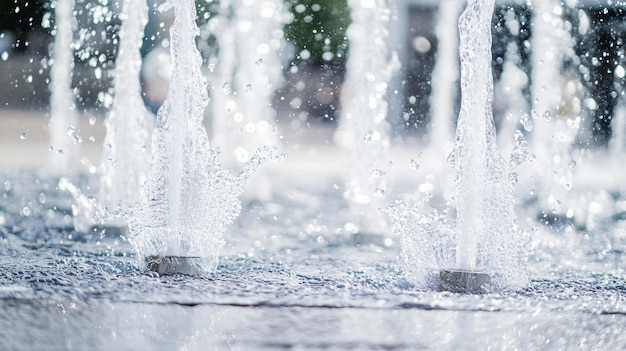 water fountain with a tree in the background