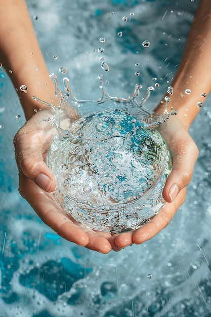 Photo a water globe is being splashed with water