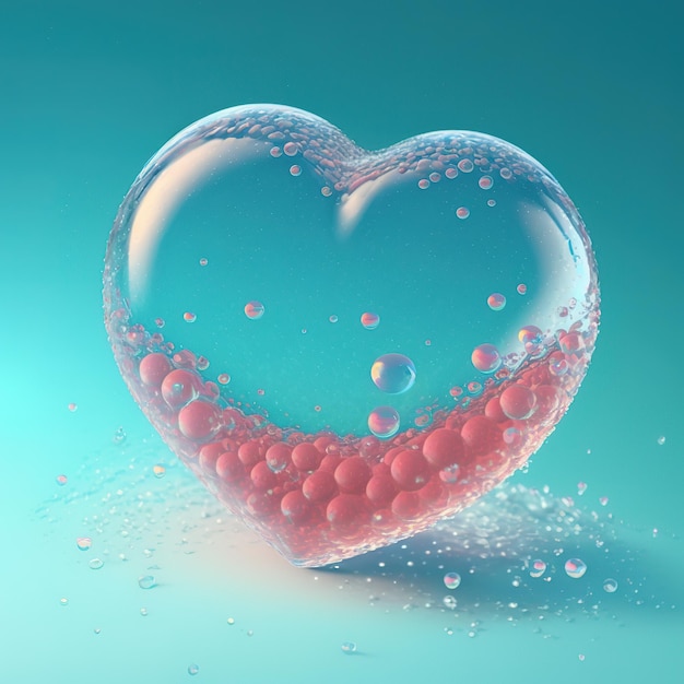 Water heart postcard AI render