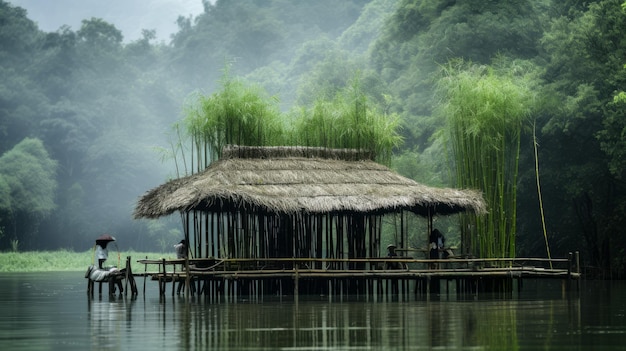 Water House on Bridge HD Wallpaper in Rural China Style